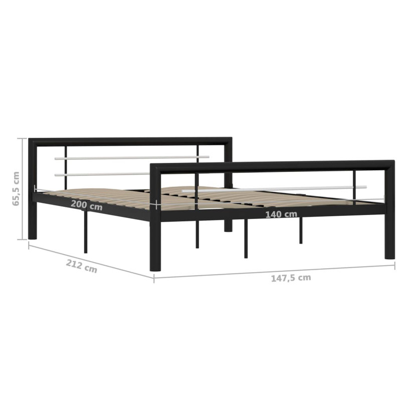 Andelina Metal Bed, black and white, 140 x 200 cm