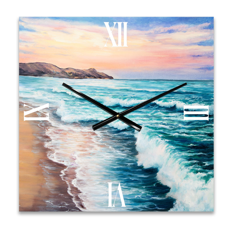 Horloge murale Morning Light on the Ocean Waves III, Moyen