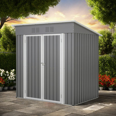 Weather-Resistant Outdoor Metal Storage Shed With Lockable Doors And Floor Frame – Perfect For Garden Tools And Equipment
