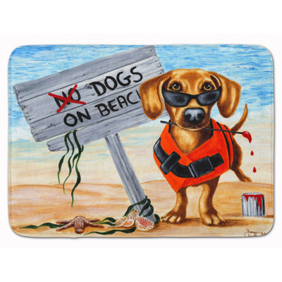 Tapis pour salle de bain en mousse à mémoire de forme teckel dog beach