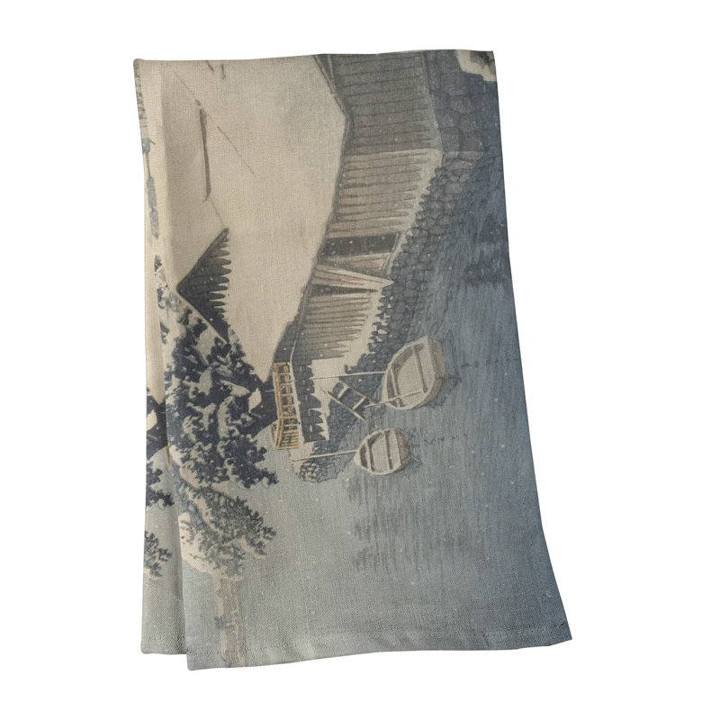 Serviette de neige soirée à thé ishinomaki, Gris, Sergé de coton