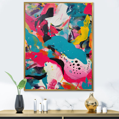 Pink and Turquoise Abstract Enigma III - Abstract Canvas Art