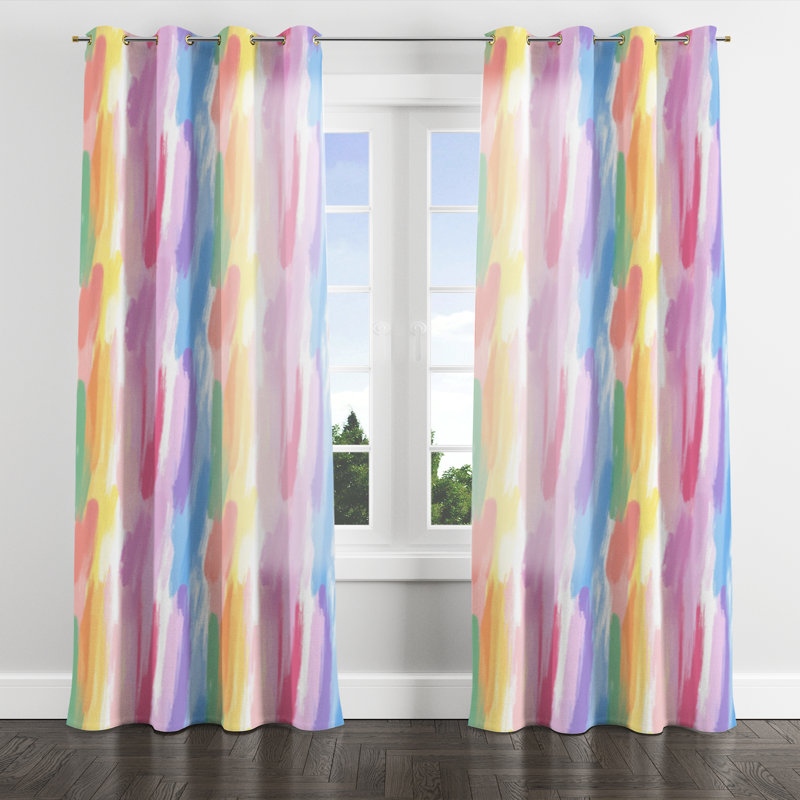 Rideaux colorés pour chambre à coucher Teens - Rideau à œillets Dreamy Baillee - 1 panneau, L 52 po x L 108 po, Œillets dorés