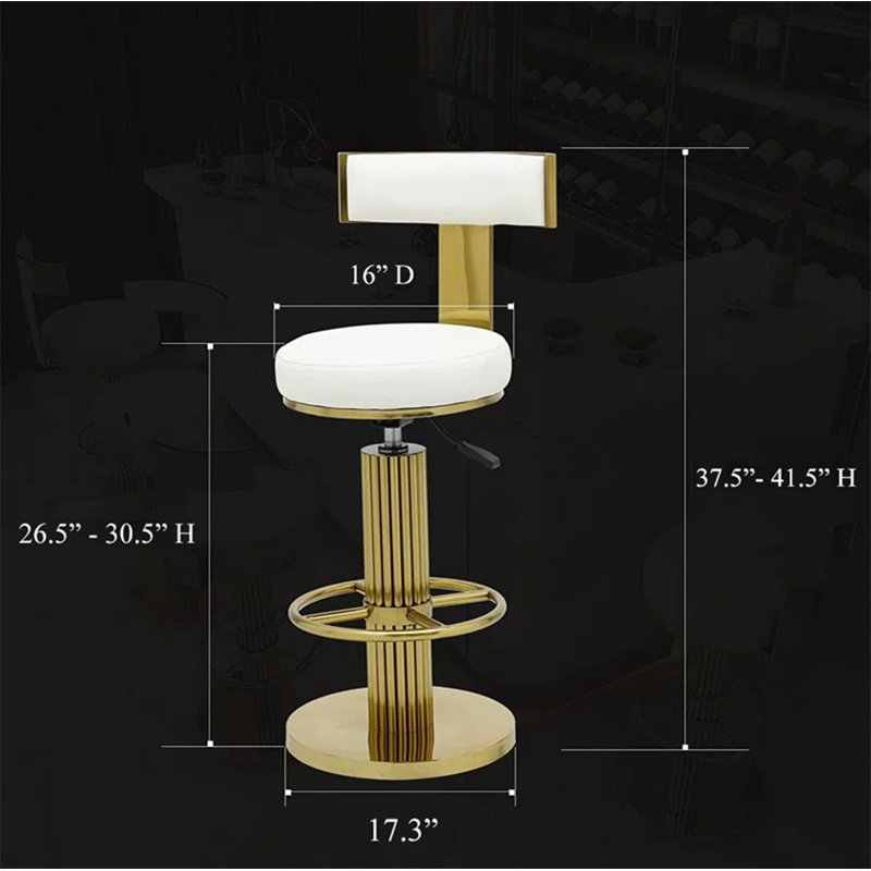 Fabrizio Upholstered Adjustable Stool, White