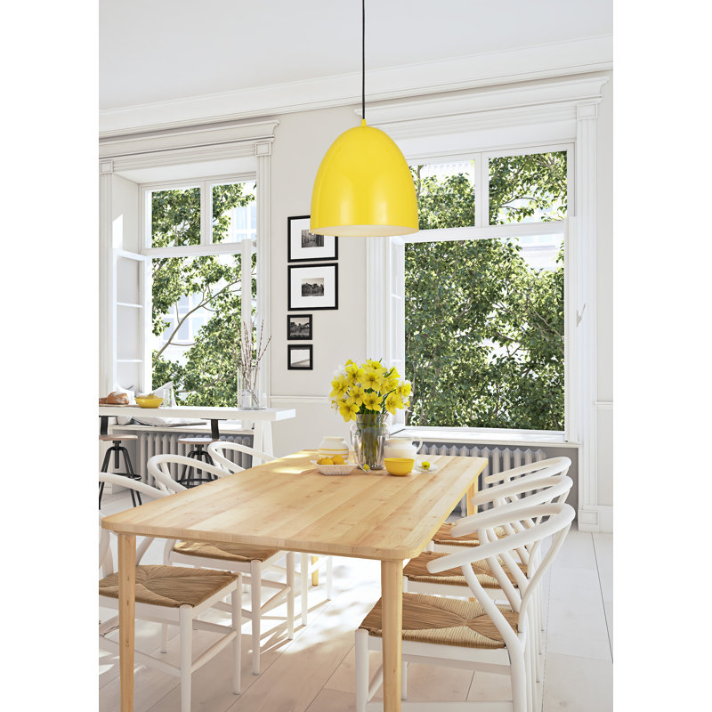Luminaire suspendu 1 lumière Havertown Dome, Jaune, Jaune, H 21 po x l 19 po x P 19 po