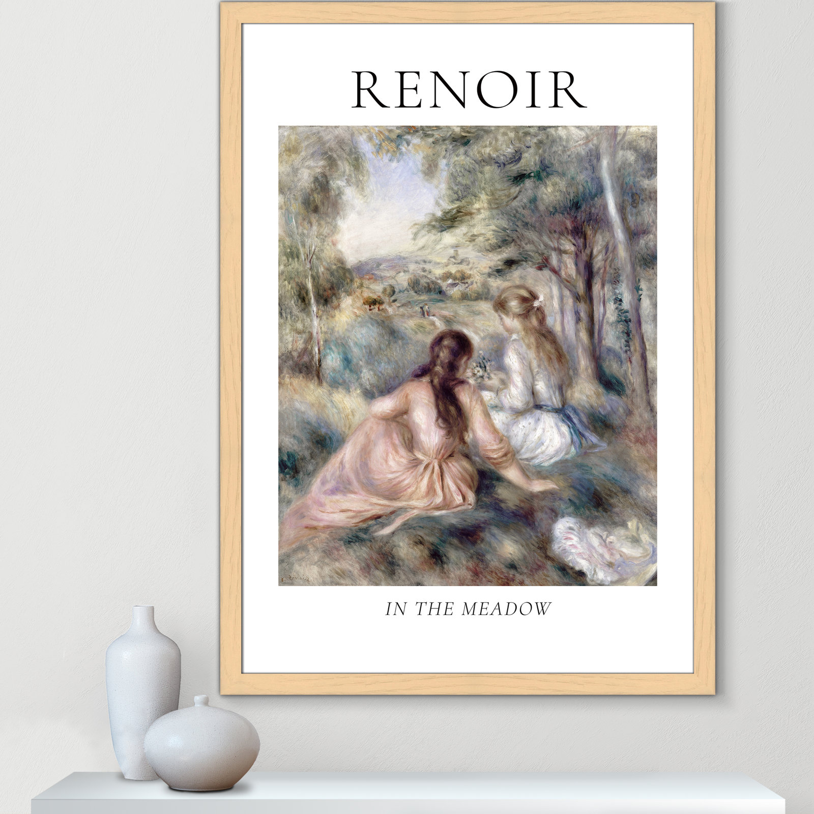 Old Masters Collection "In the Meadow" Print, Natural Single Picture Frame, No, 49" H x 35" W x 1.25" D