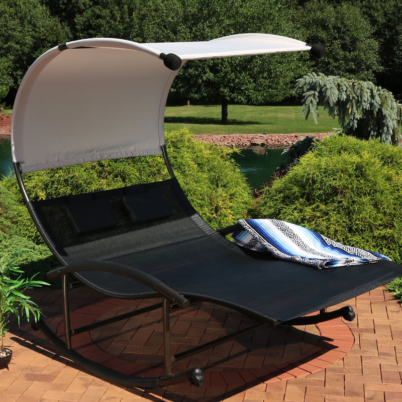 Double chaise longue d'extérieur en acier résistant à la rouille avec abat-jour Chatteris