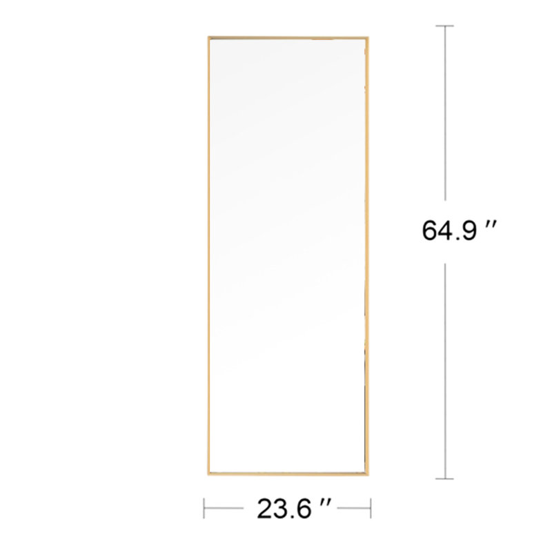 Miroir pleine grandeur avec cadre en alliage doré, 66,87 po x 24,11 po 2,91 po, miroir de 25 lb, 65 po, 24 po, 3 po, 25 lb