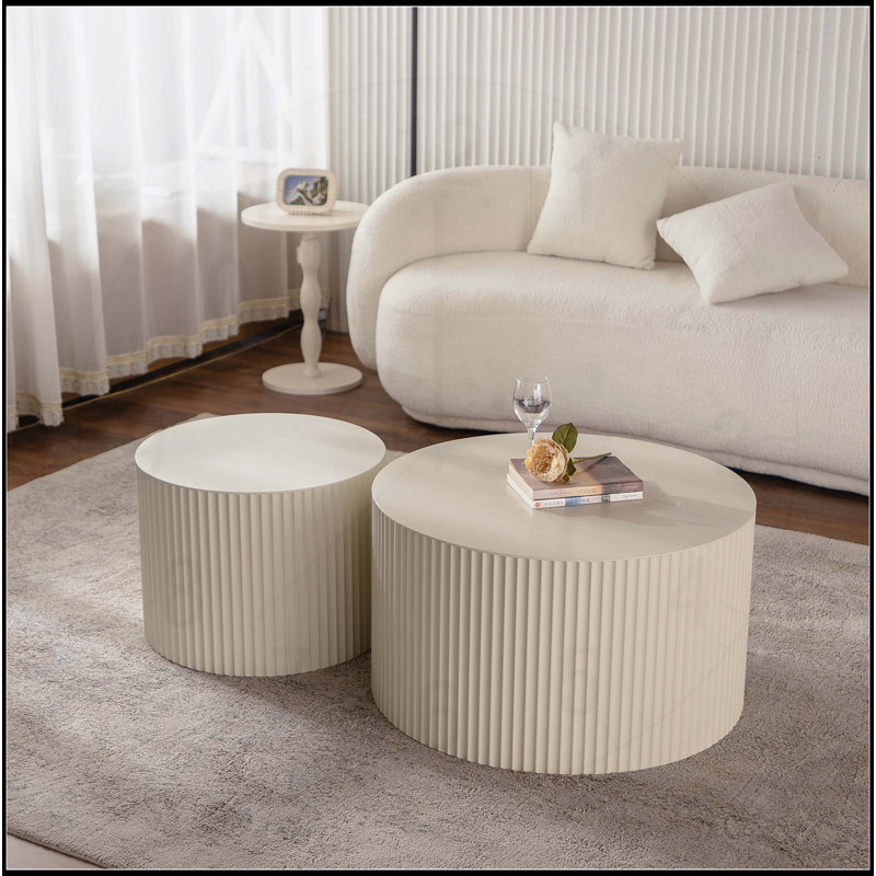Round Wood Coffee Table, 14.92" H x 33.86" L x 33.86" W