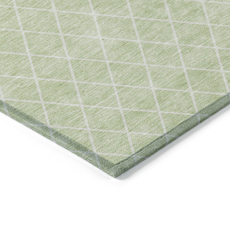 Tapis intérieur / extérieur géométrique lavable vert menthe 10 pi x 14 pi