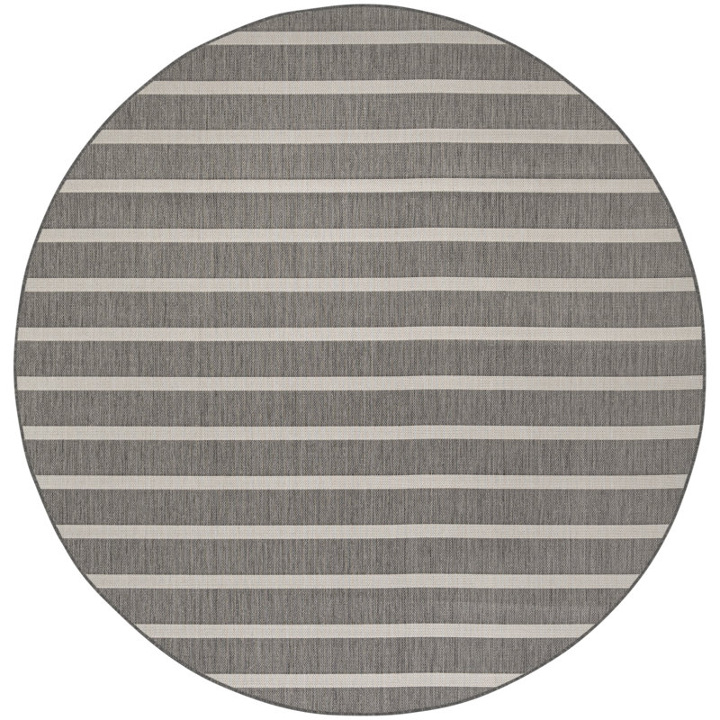  Positano 8' x Round Charcoal Ivory Modern Rug, Round 8', Charcoal Ivory