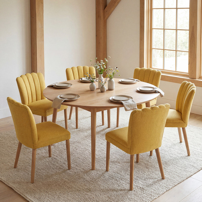 Upholstered Dining Chair, Yellow, Yellow
