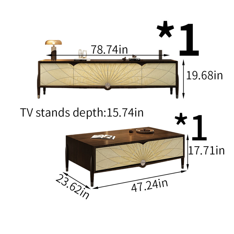 Ensemble de table basse et de meuble télé 2 pièces