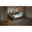 Lit plateforme moderne en bois avec rangement et tête de lit tapissier, maison et chambre à coucher