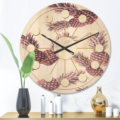 Horloge murale en bois Pineapple Summer Bliss III