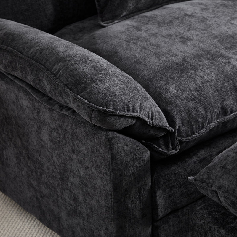 Fauteuil d'appoint moderne avec repose-pieds, fauteuil club rembourré, fauteuil de lecture pour la chambre à coucher, Black