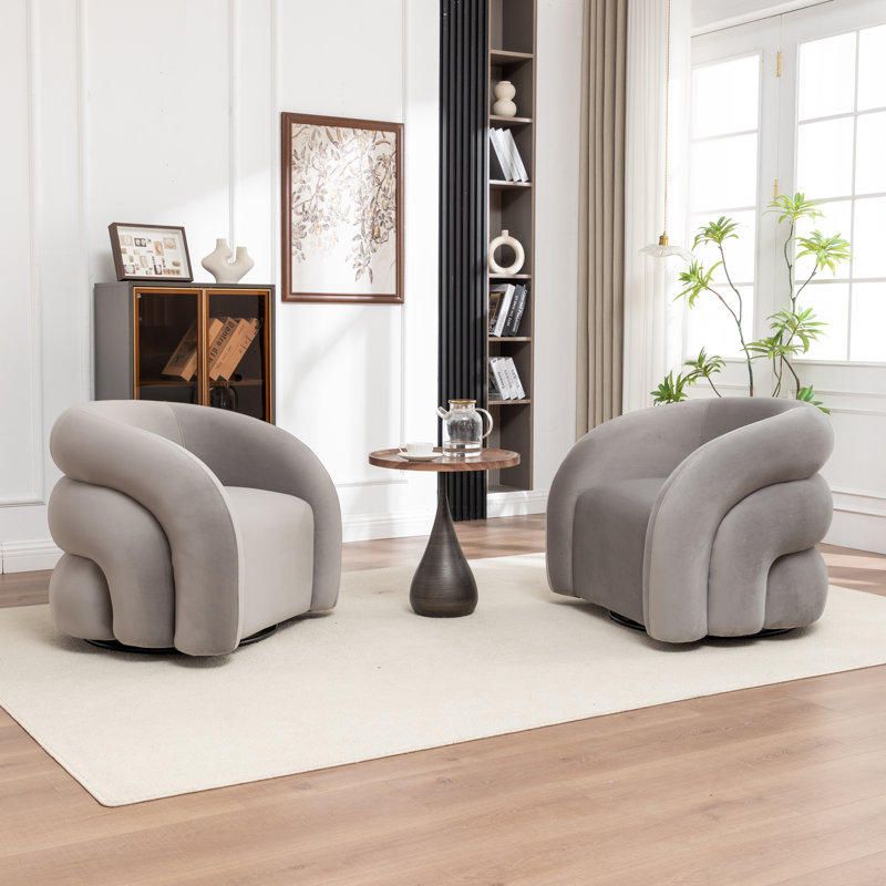 Fauteuil demi-tonneau pivotant rembourré Coyle, Gris
