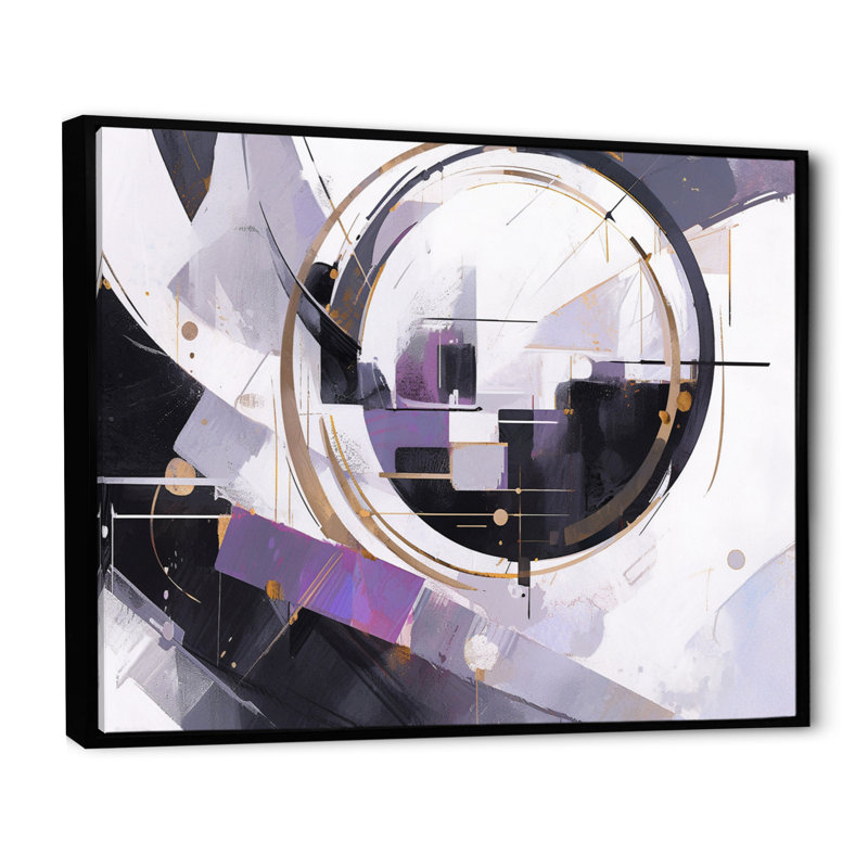 «Mauve noir aux multiples facettes tourbillonnantes» - art mural sur toile Cubism, H 30 po x l 40 po x P 1,5 po