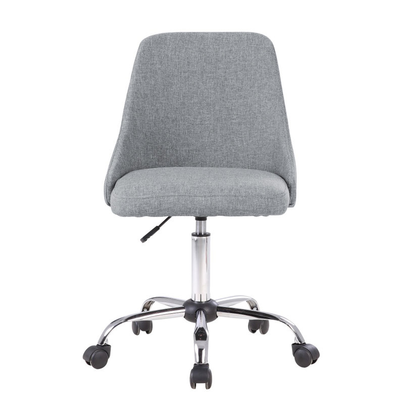 Chaise de bureau rembourrée en tissu avec base en chrome Natalia, Gris