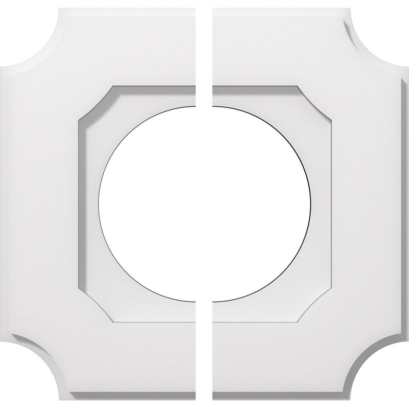 Médaillon de plafond contemporain en PVC de qualité architecturale Locke, deux pièces, H 1 po x l 14 po x P 14 po