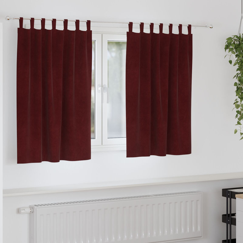 Curtains Polyester 140 Cm Decorative Inlays, Burgundy, 140cm Width x 140cm Drop