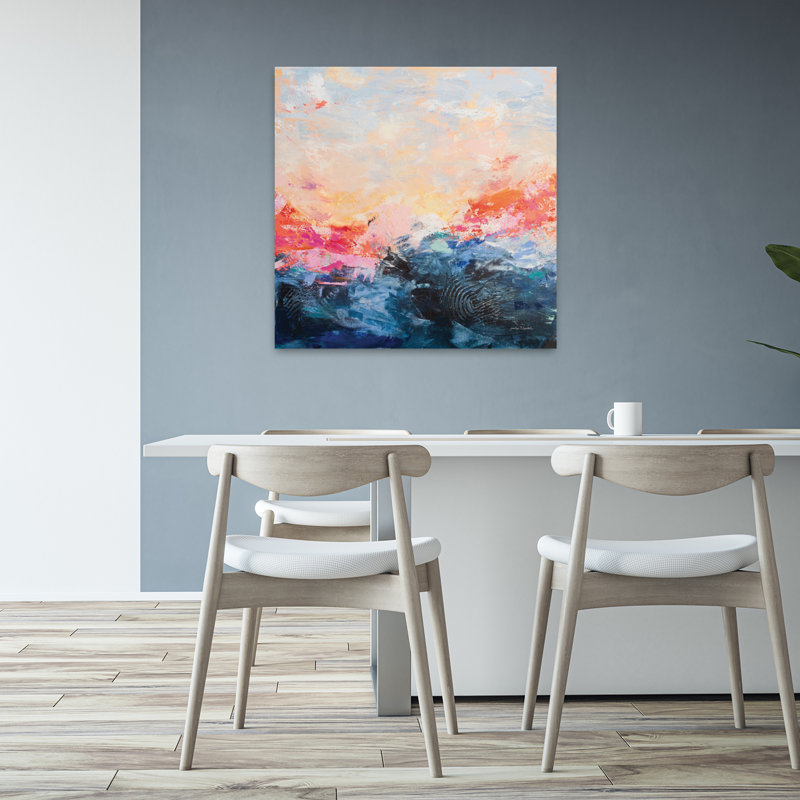 Ciel au matin, art abstrait contemporain, H 32 po x l 32 po