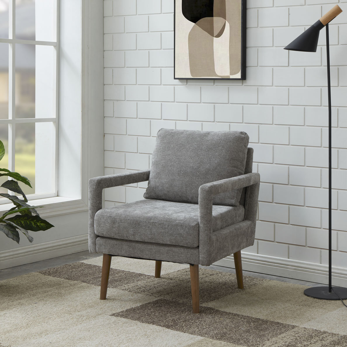 Ebern Designs Wooden Frame Chenille Upholstered Armchair - Wayfair Canada
