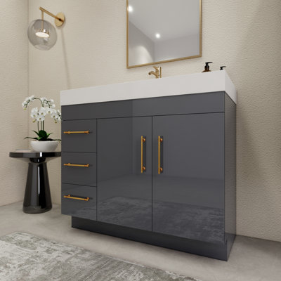 Ensemble de meuble-lavabo simple 42 po avec tiroirs et portes