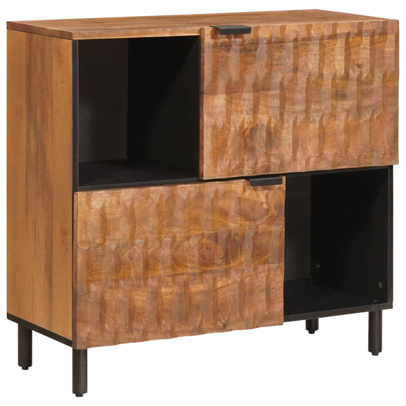 Solid Wood Accent Cabinet, Black/Acacia Brown