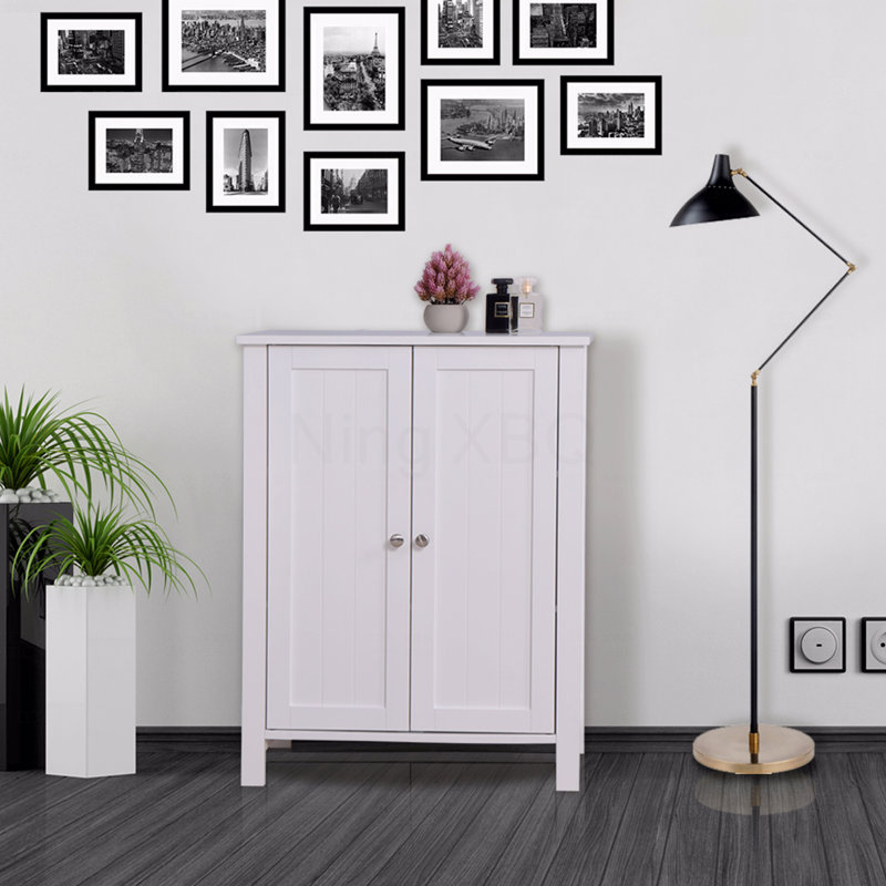 Armoire de rangement pour salle de bain avec tablettes réglables à double porte