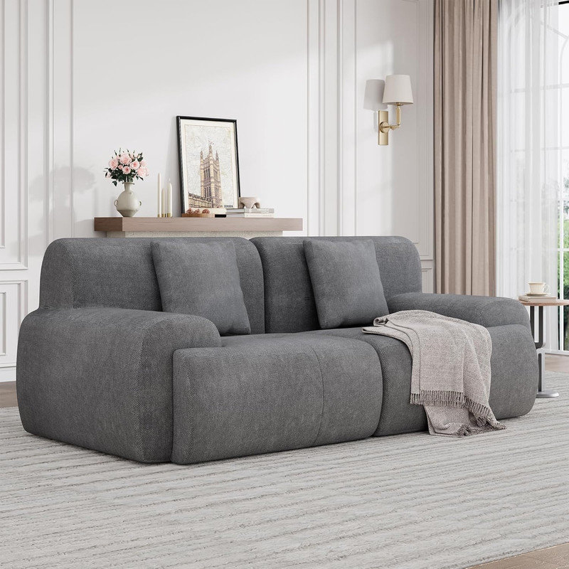 Canapé Boneless, Gray Chenille, Gray