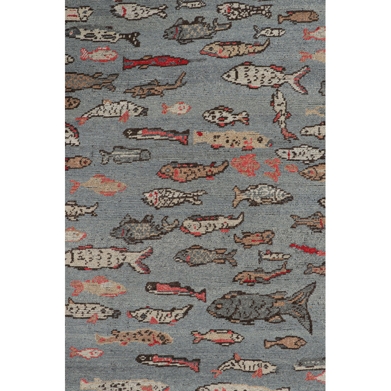 Handmade Kilim Wool Animal Print Area Rug, Square 4'