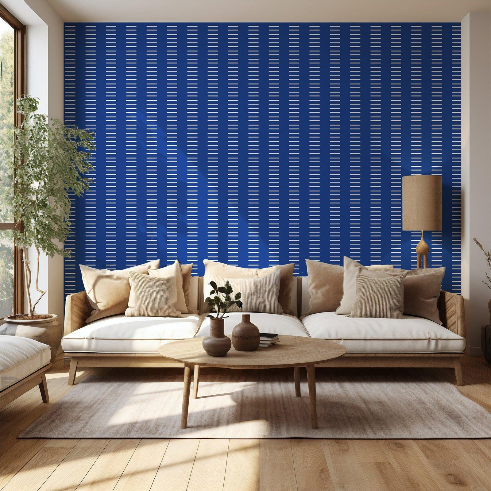Mrs Paranjape Papers Mrs Paranjape Self-Adhesive Wallpaper, Faux Grasscloth, Non-pasted, Yves Blue Reverse