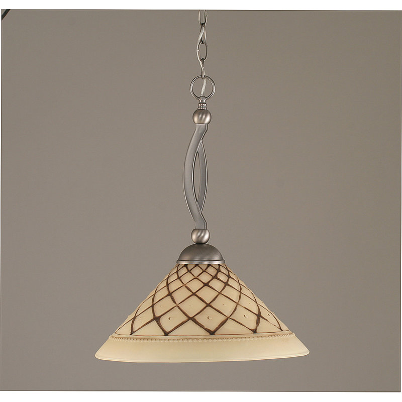 Luminaire suspendu suspendu, Nickel brossé, 19,25", Glace italienne