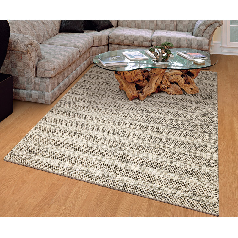 Tapis gris en laine tissé à la main Mott Street, Gris, Rectangle 3 pi 3 po x 5 pi 3 po