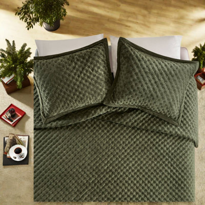 Ensemble de literie en velours de grande taille, couvre-lit matelassé vert pour chambre à coucher moderne