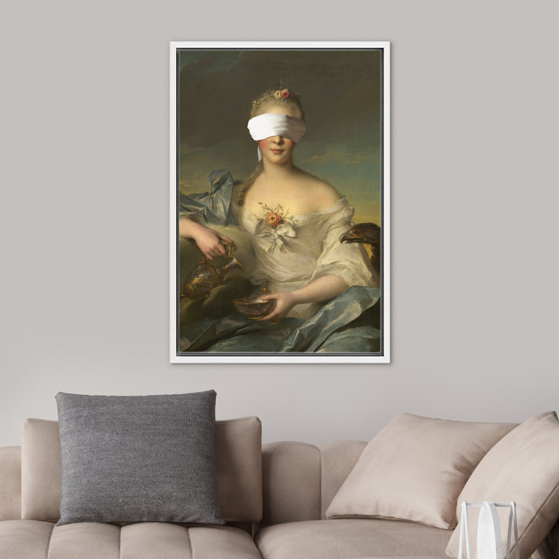 «Paint Stroke Face French Woman», H 36 po x l 24 po, Cadre flottant blanc