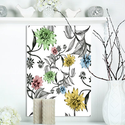 Fleurs d’été dessinées à la main-impression d’art graphique