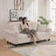 Canapé-lit gigogne 3 en 1 de 218 cm (86 pouces) avec garniture cloutée et accoudoirs arrondis, chenille beige-101372977