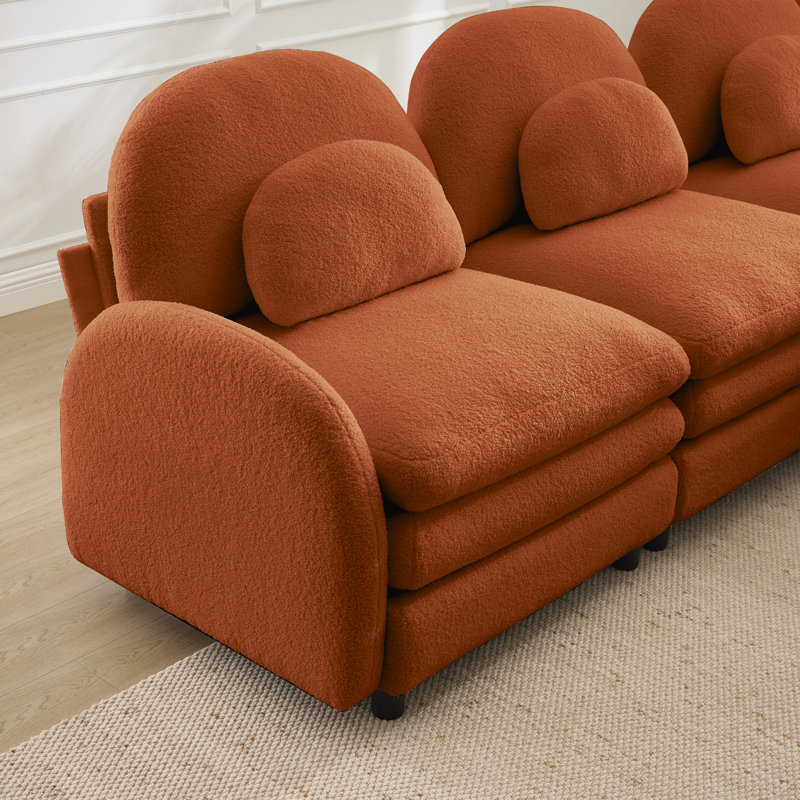 Canapé 4 places Teddy, 35.4" H x 129.1" W x 33.8" D, Orange