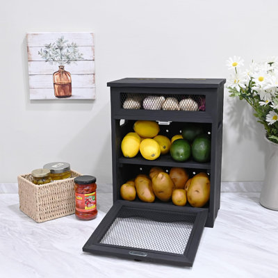 Boîte de rangement en bois pour bac à pommes de terre et oignons, armoire de rangement pour comptoir, boîtes à pain en bois, rangement pour pommes de terre