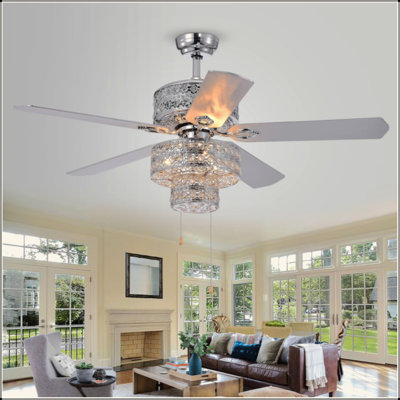 Empire Trois 5-Blade Silver Chandelier Ceiling Fan