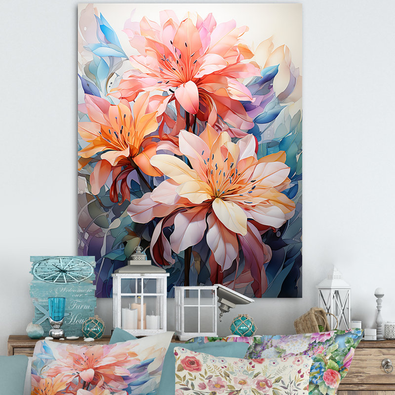 Joyeux bouquet d'hibiscus tropical encadré sur toile, H 32 po x l 24 po x P 1 po, Toile tendue