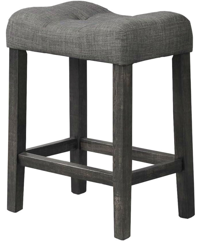 Ensemble de 2 tabourets de comptoir à hauteur de comptoir, tabouret de style transitionnel avec repose-pieds, tabouret de bar gris anthracite