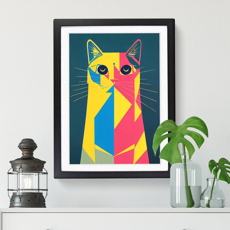 FRM-V0523-369X Cat Abstract Vol.2 - Single Picture Frame Print, Black Framed, 34cm H x 25cm W x 2cm D