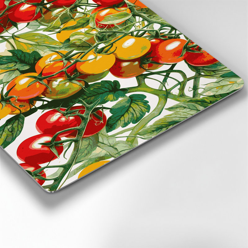 Art mural en métal légumes tomate cerise brun, H 11 po x l 14 po