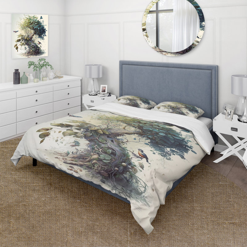 Ensemble de housse de couette en microfibre / polyester Tree In Nature, Housse de couette simple + 1 taie décorative stan