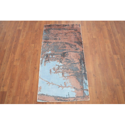 Tapis moderne abstrait 2 x 4 avec des tons terreux et un design unique