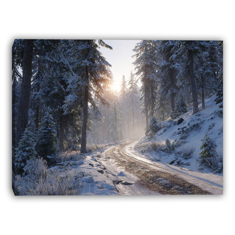 «Snowy Forest Path», art mural sur toile tendue, H 30 po x l 40 po