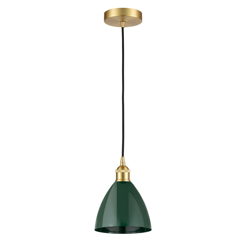 Luminaire suspendu simple à 1 lumière Schiavone, Vert, Or satiné
